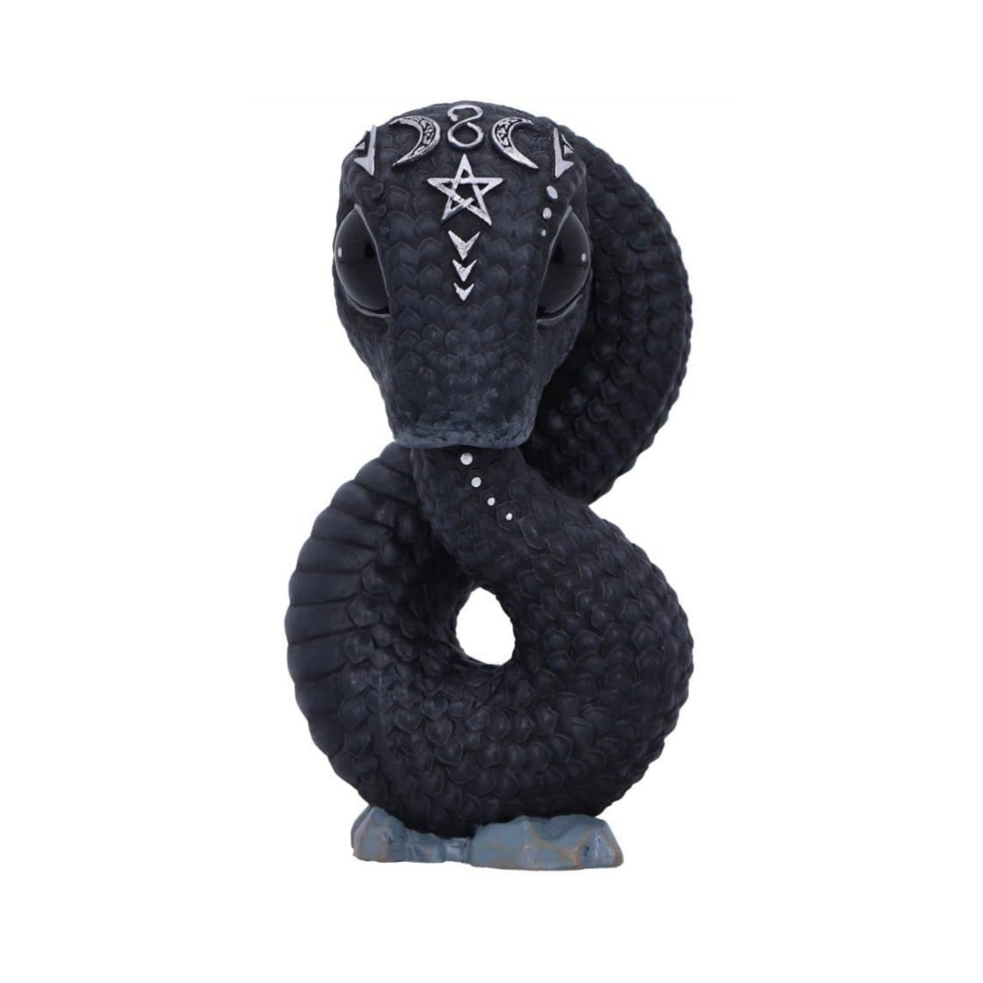 Deko okkulte Schlange, schwarz, Kunstharz, 9,6cm