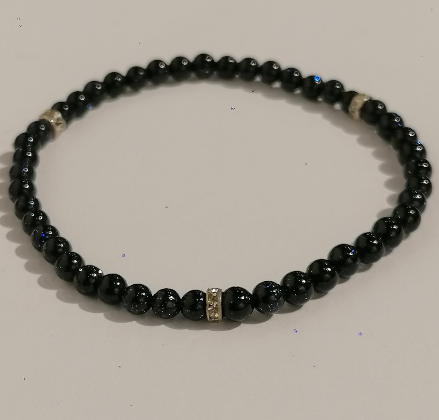Armband Blaufluss mit Zirkonia-Elemente, Kugeln 4mm