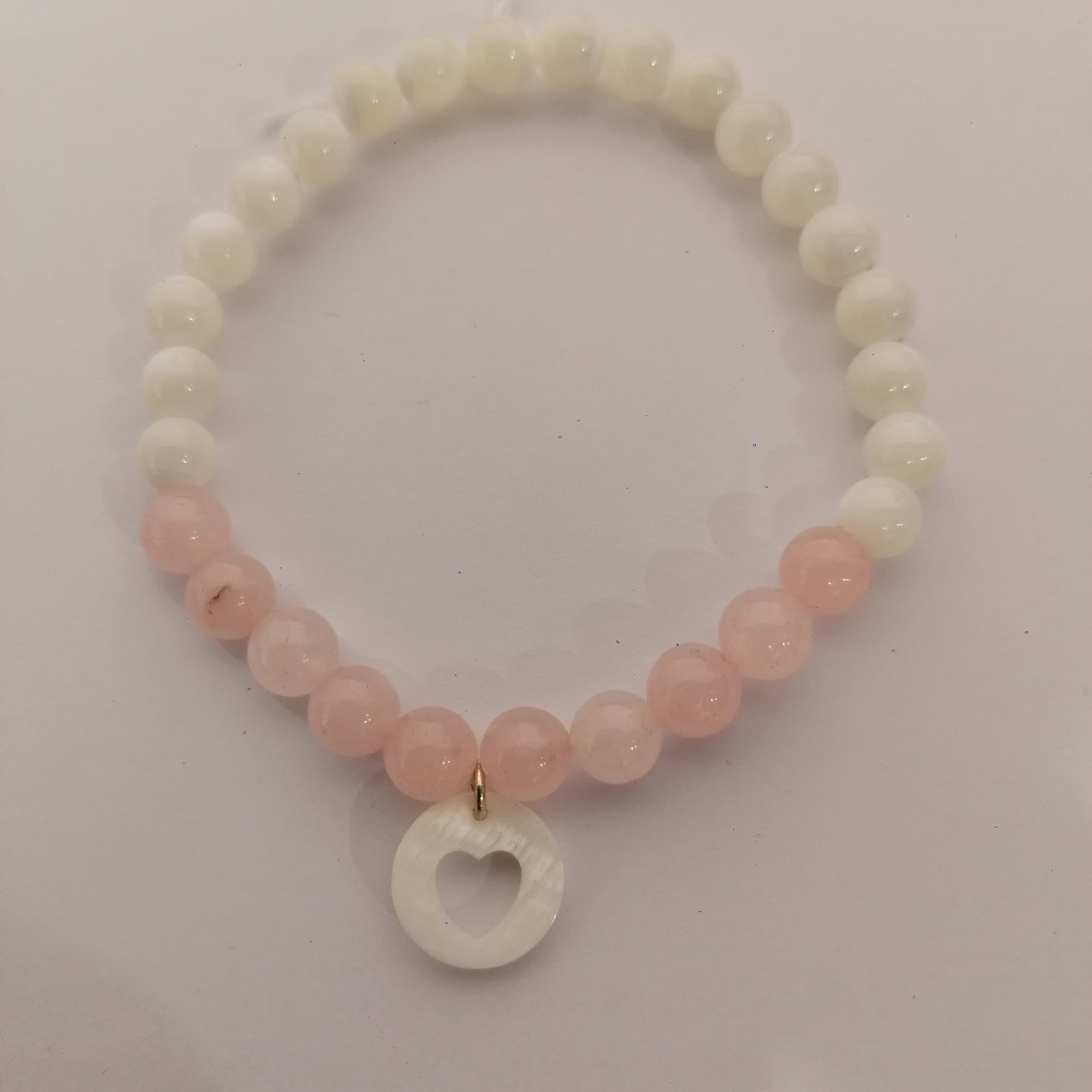 Armband Rosenquarz, Perlmutt