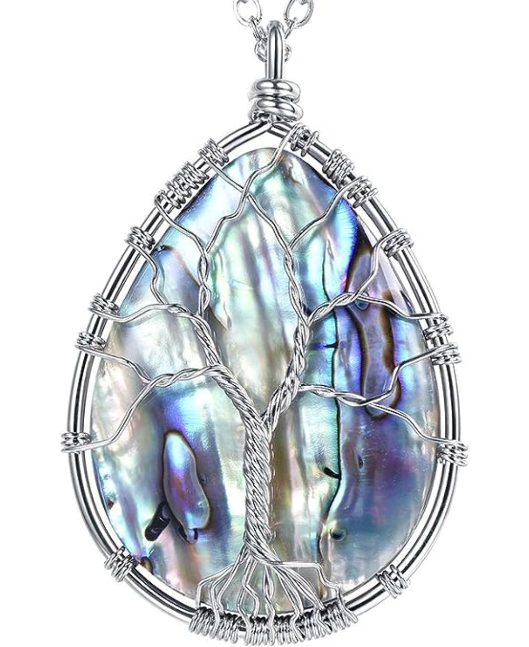 Halskette Lebensbaum, Abalone Muschel, Edelstahl