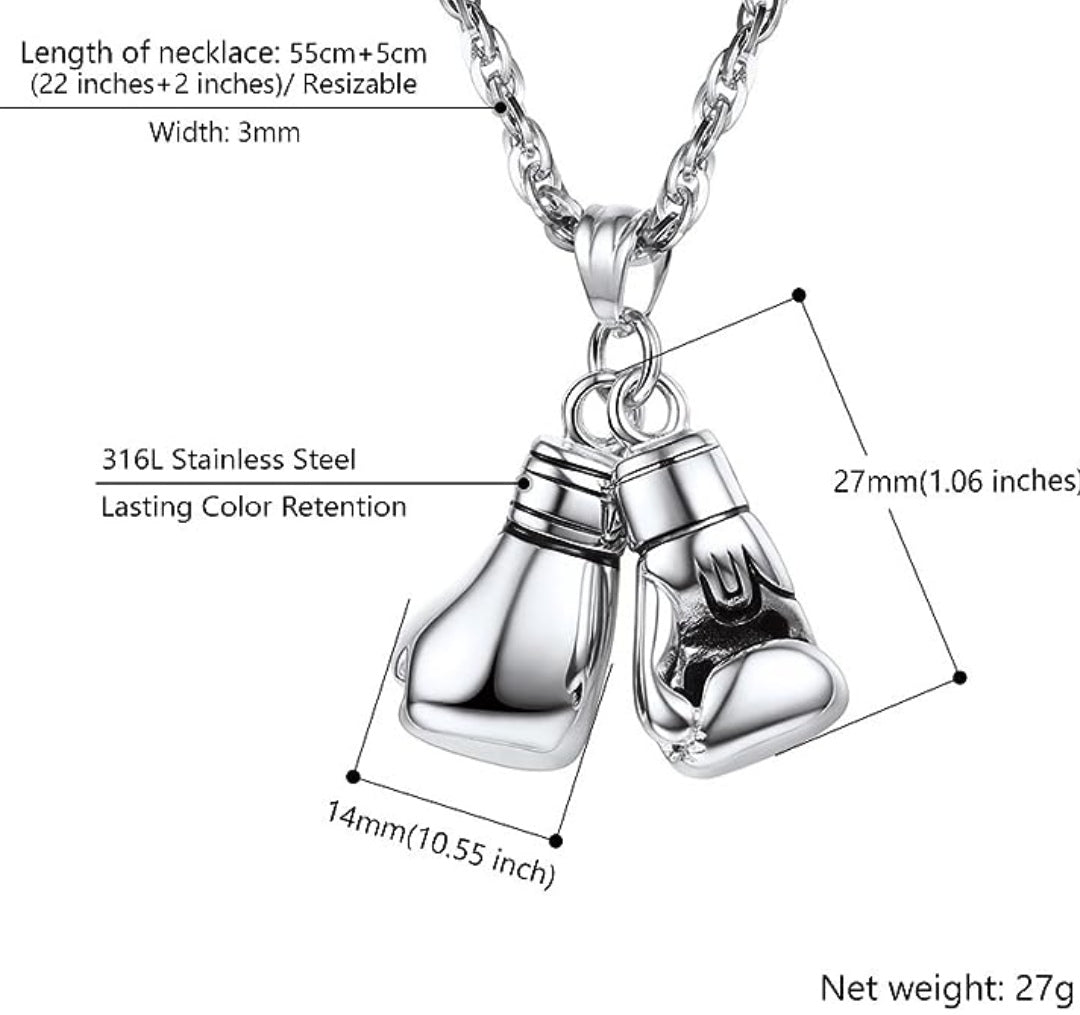 Halskette Boxhandschuhe, Edelstahl, 60cm
