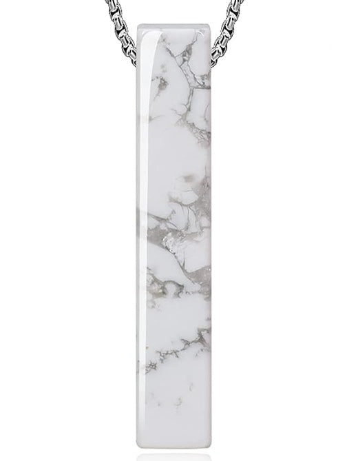 Halskette Howlith, Anhänger 4,5cm, Kette Edelstahl 50cm