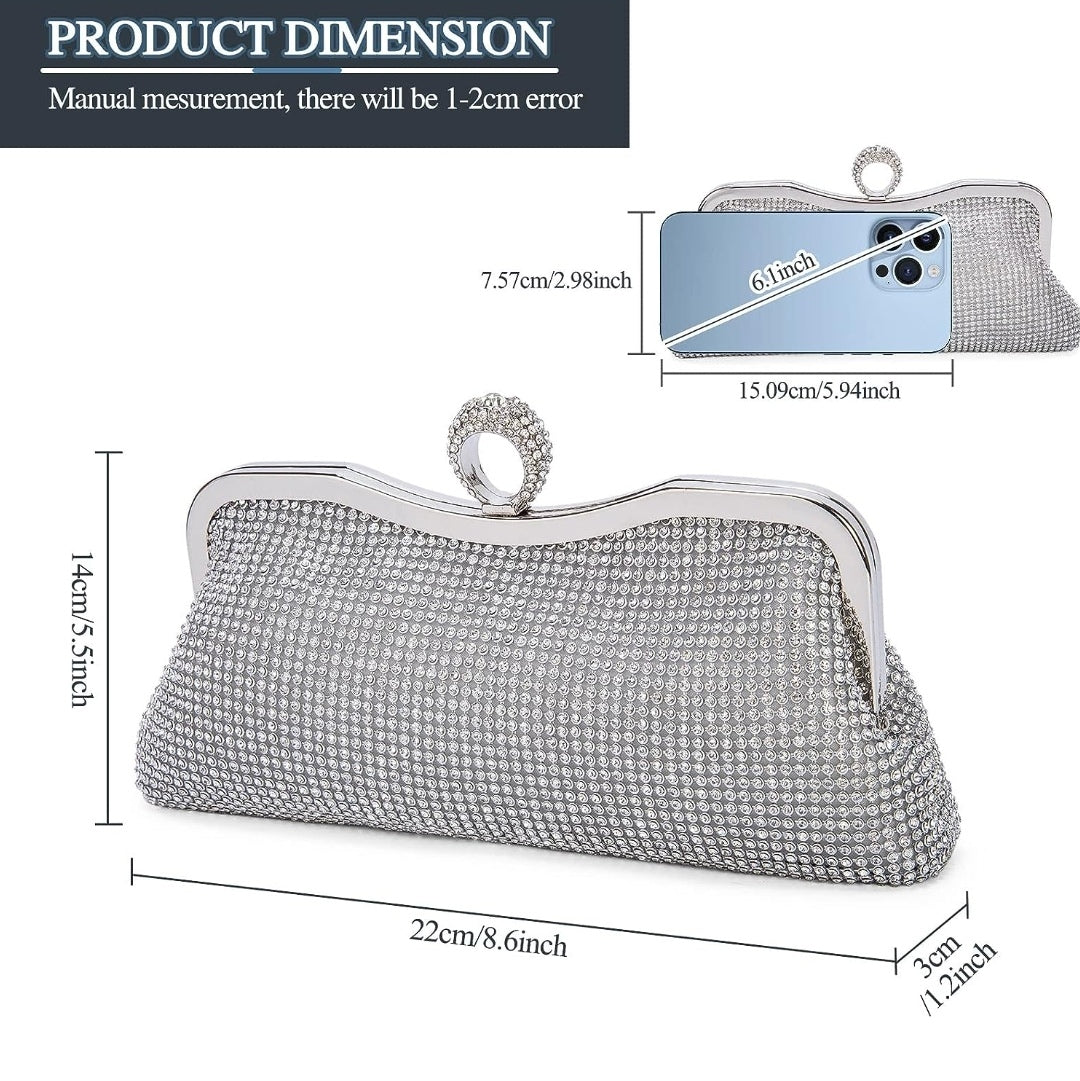 Tasche Abendtasche Strass silber