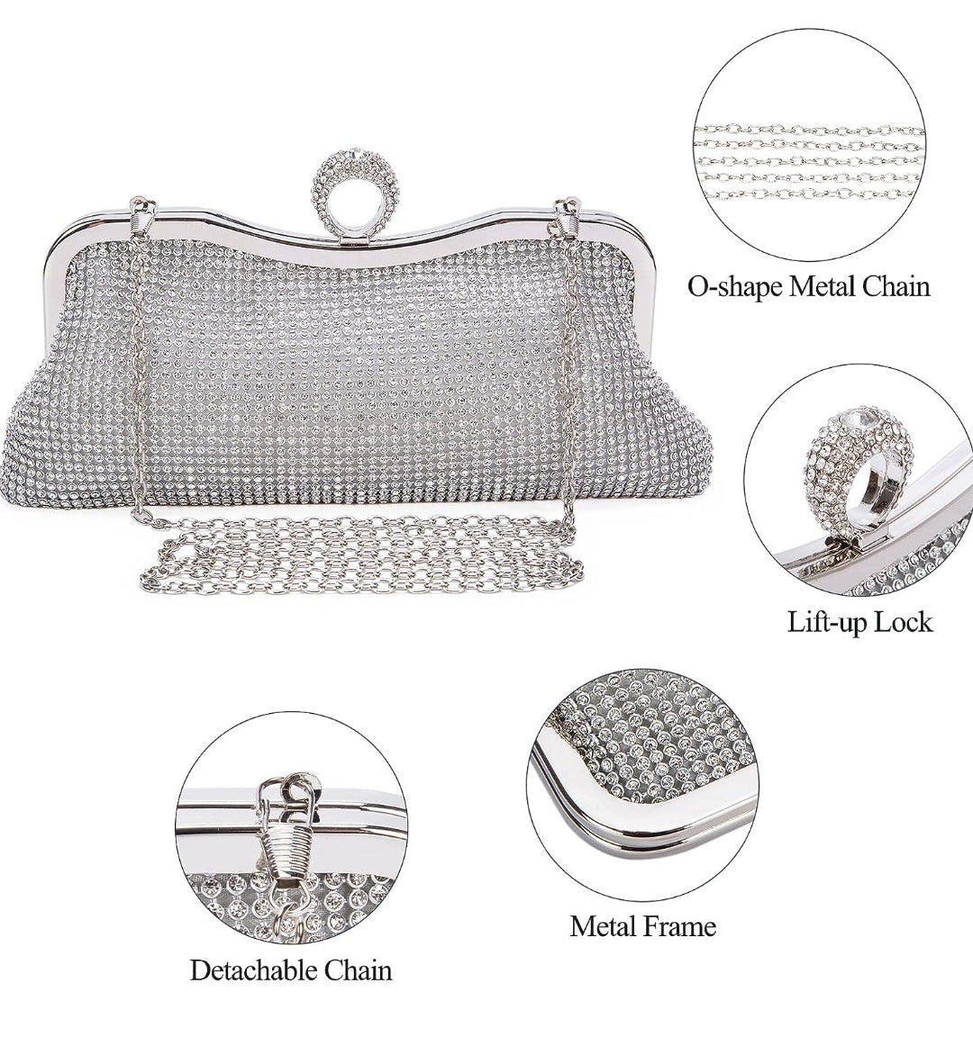 Tasche Abendtasche Strass silber