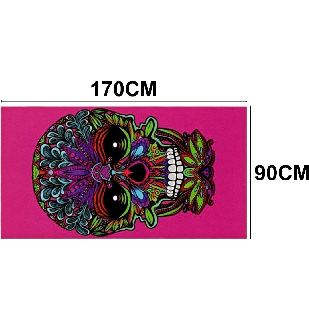 Handtuch Strandhandtuch Totenkopf 90x170cm Anti-Sand 100% Mikrofaser