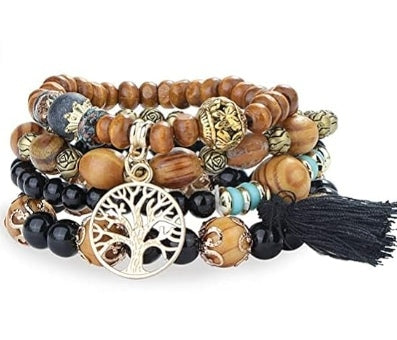 Armband Set Bohemian mit Perlen und Anhänger