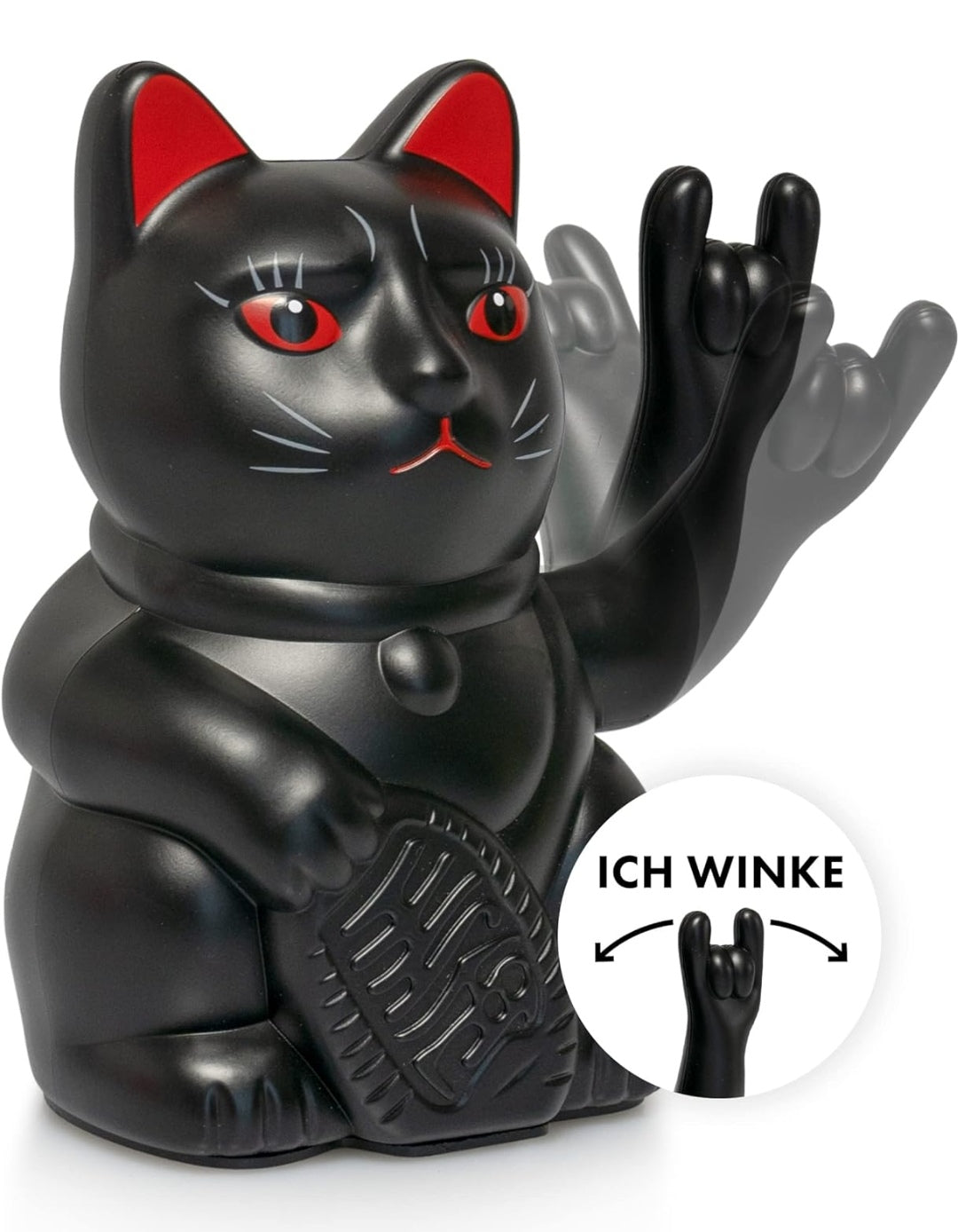 Deko Winkekatze Rock Cat Kunststoff 15cm