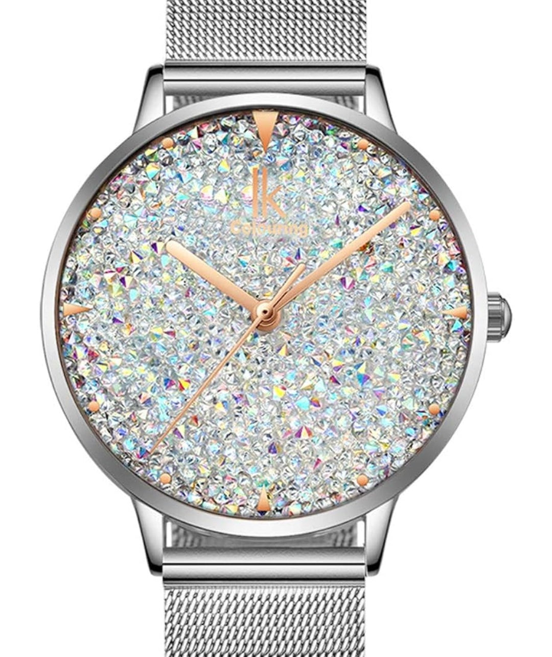 Uhr Damen Edelstahl Mesh-Band Strass
