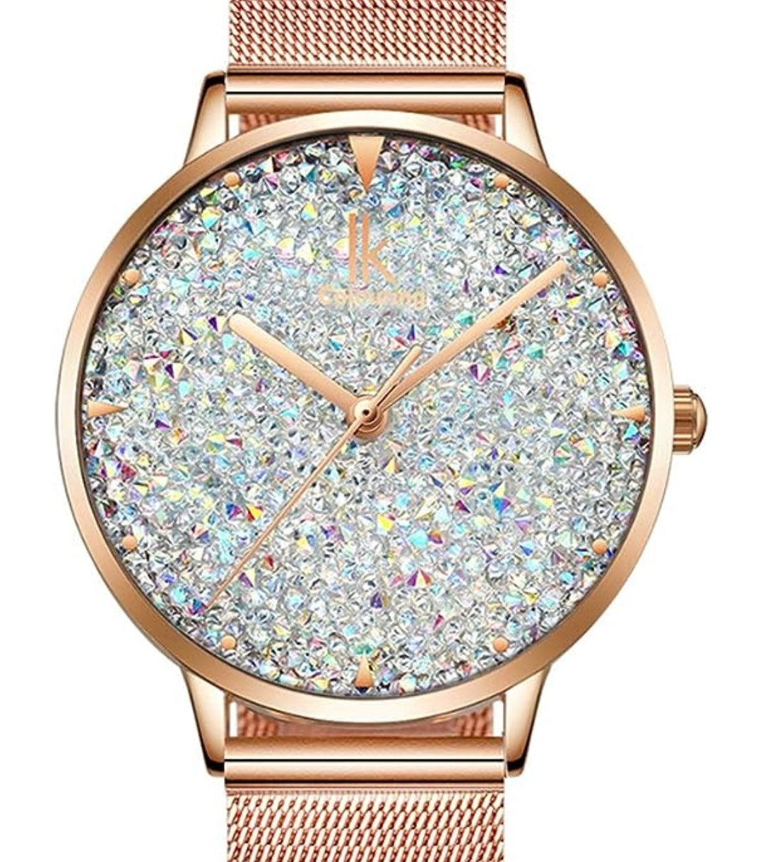 Uhr Damen Edelstahl Mesh-Band Strass