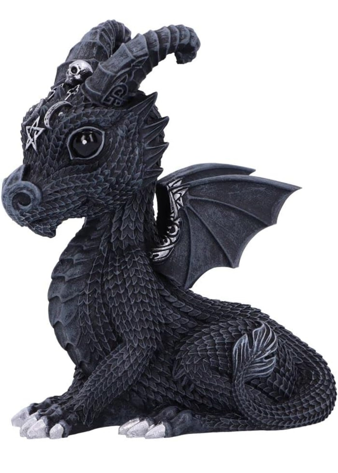 Deko okkulter Drache, schwarz, Kunstharz, 10,7cm