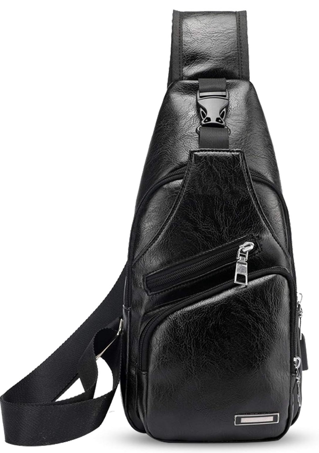Tasche Umhängetasche mit USB-Ladeanschluss, Kopfhörerbuchse, PU-Leder