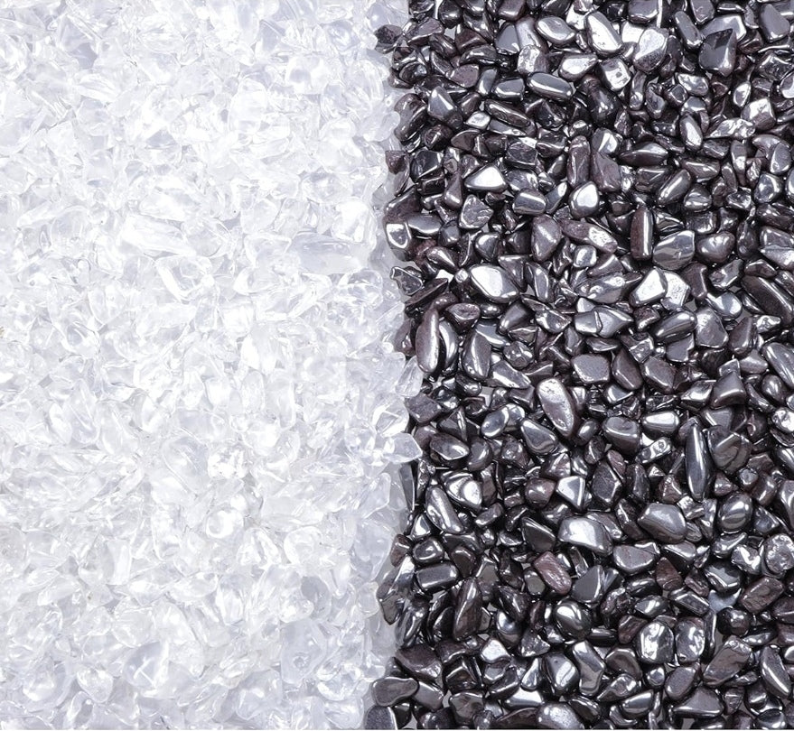 Ladesteine Bergkristall/Hämatit, 6-10mm, je 200g