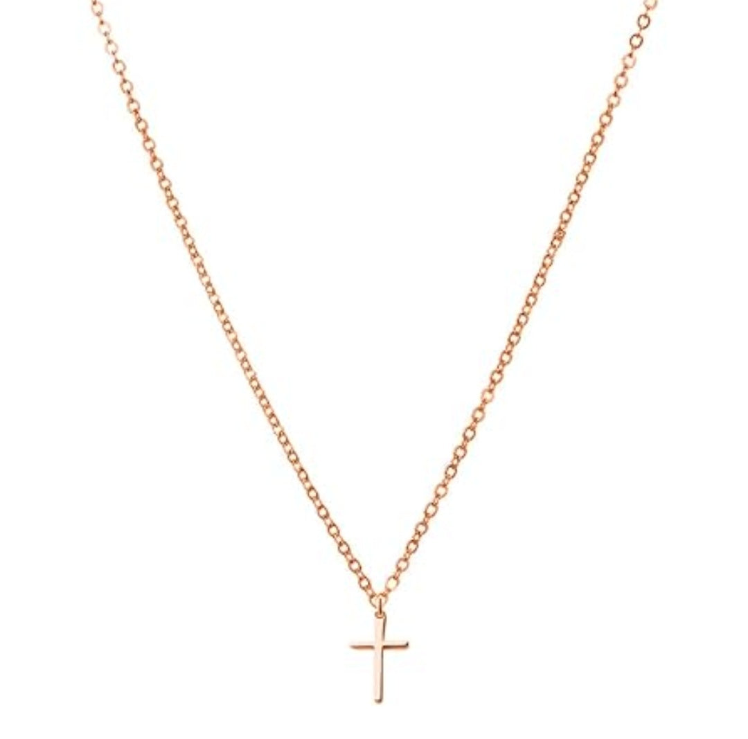 Halskette Kreuz, Edelstahl, Kette 45+5cm, Anhänger 15x10mm