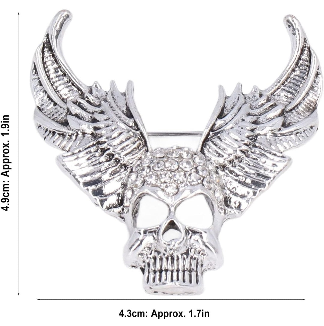Brosche Totenkopf mit Flügel, Zirkonia