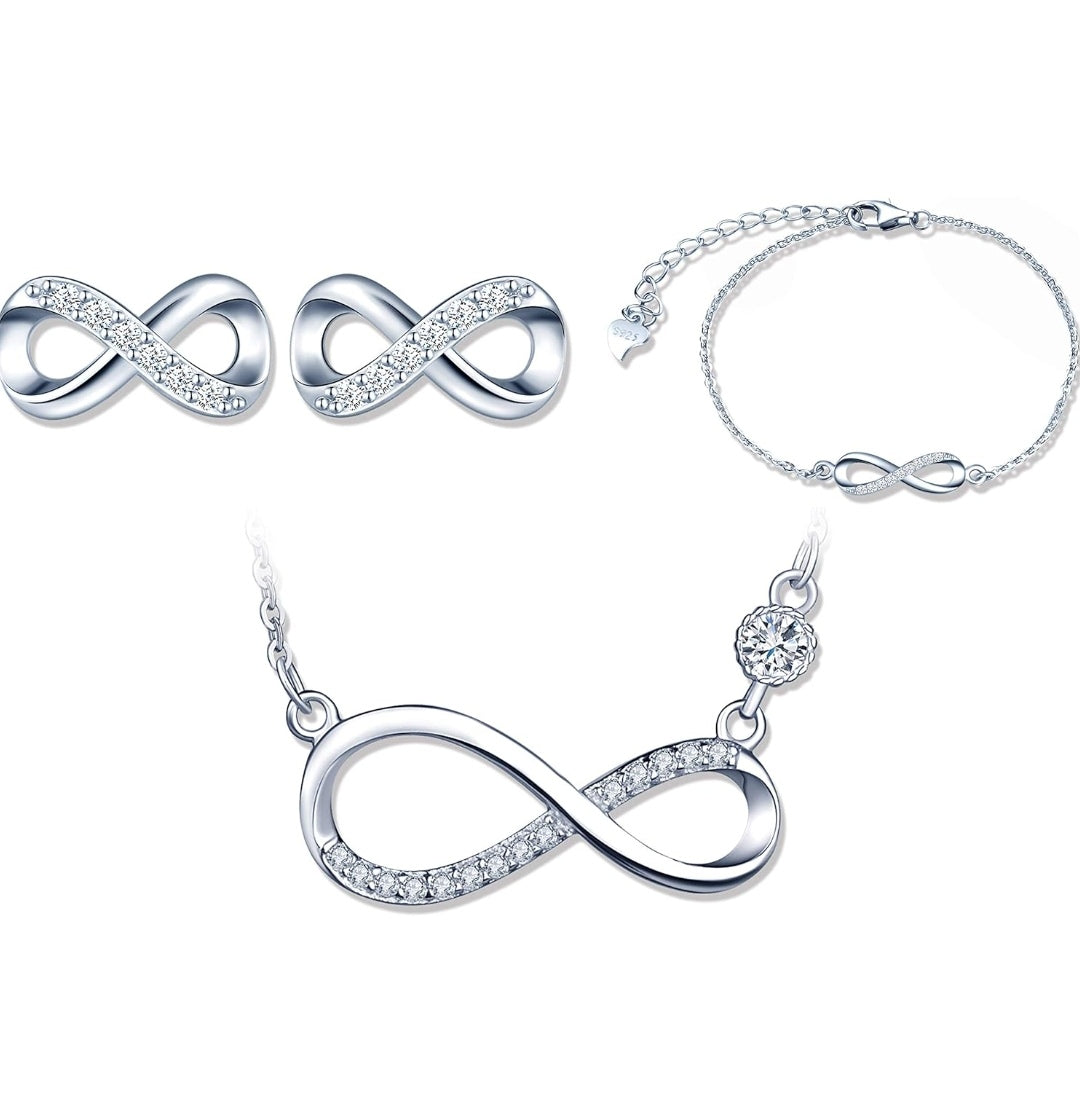 Schmuckset Unendlichkeitszeichen Echt Silber, Zirkonia