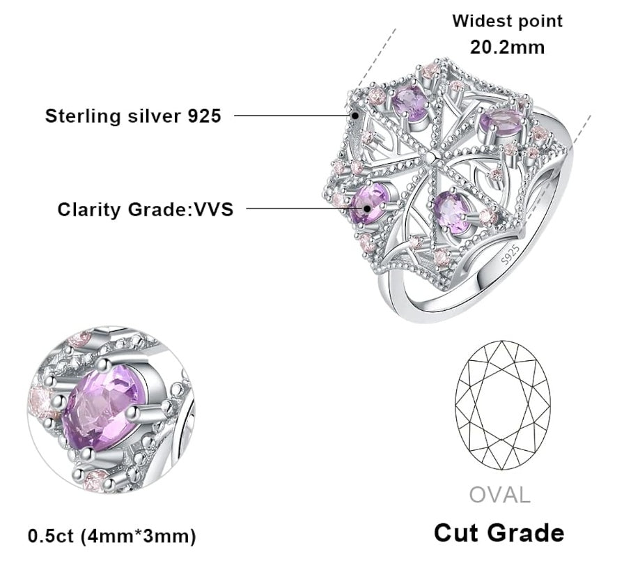 Ring Amethyst 2ct Zirkonia Echt Silber