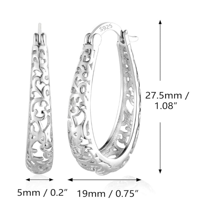 Ohrringe Creole oval, Echt Silber