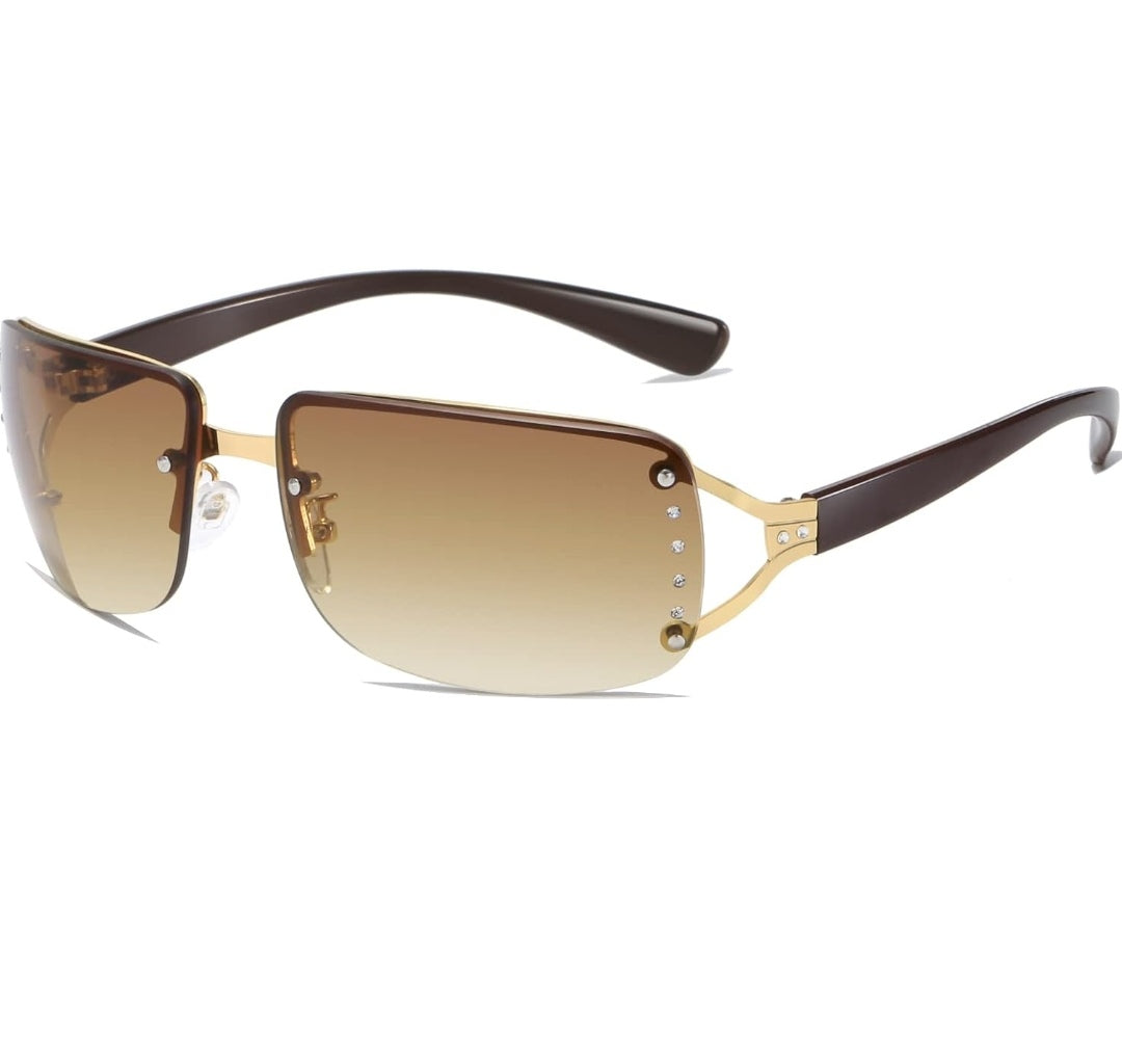 Sonnenbrille rechteckig, randlos, Zirkonia, UV400