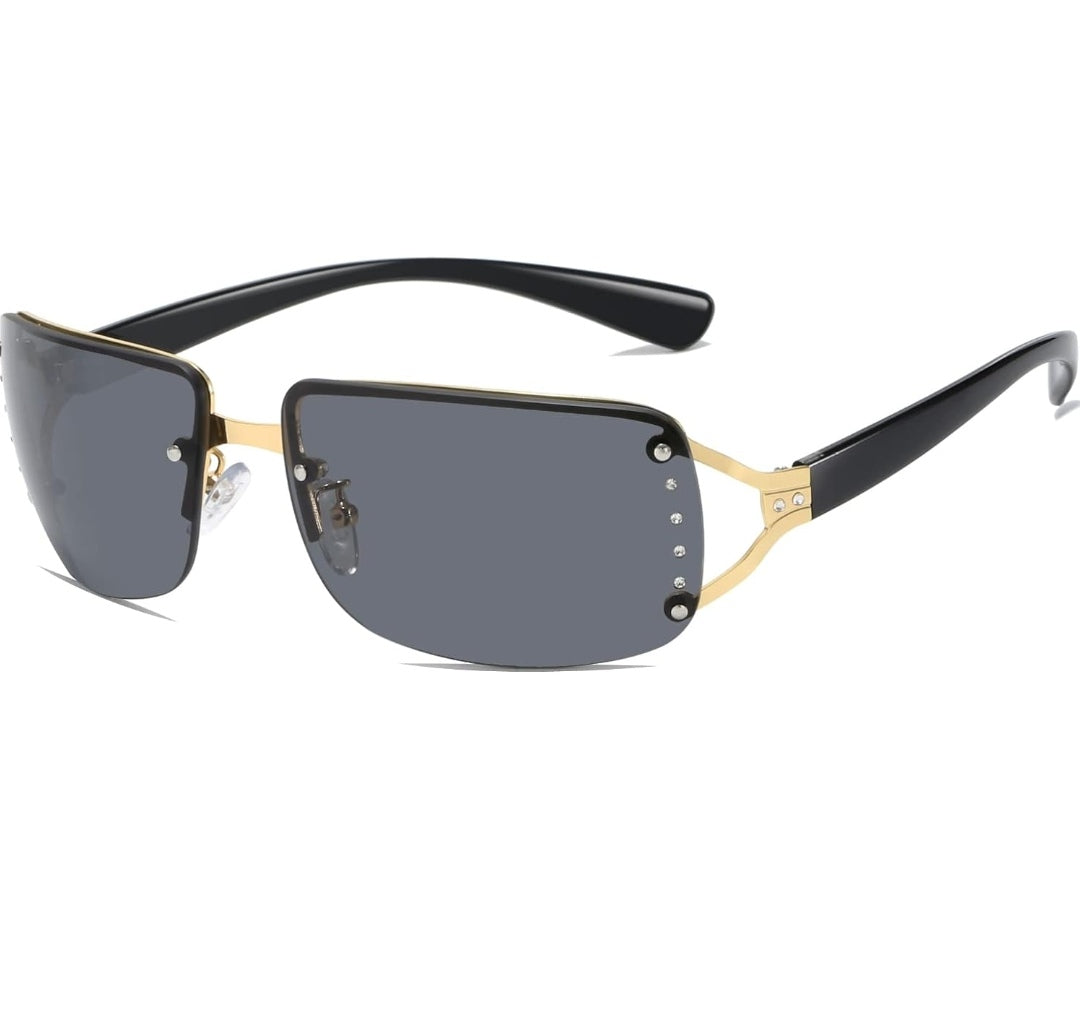 Sonnenbrille rechteckig, randlos, Zirkonia, UV400