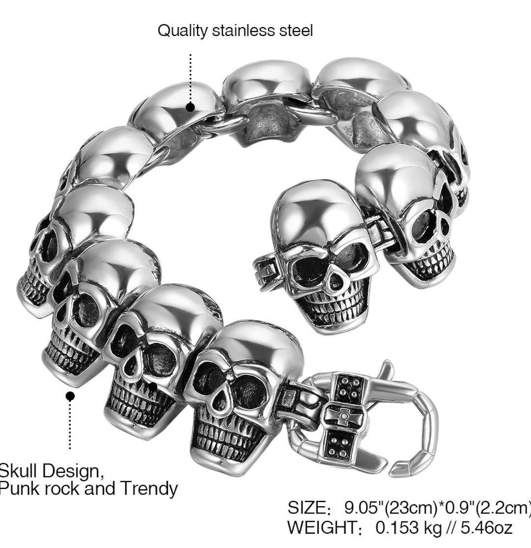 Armband Totenköpfe Edelstahl