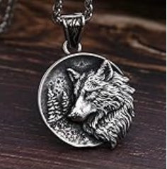 Halskette Wolf, Edelstahl