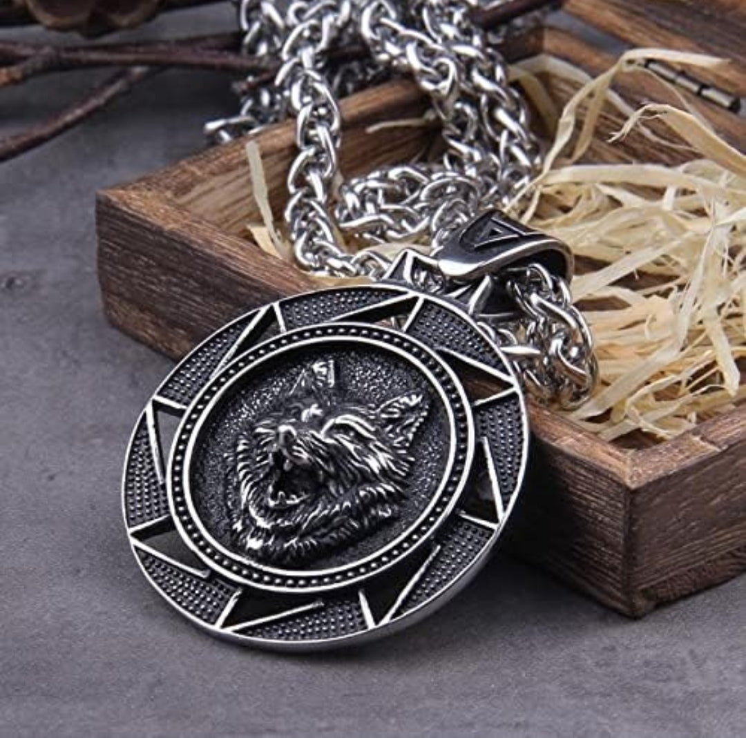 Halskette Wolf, Edelstahl