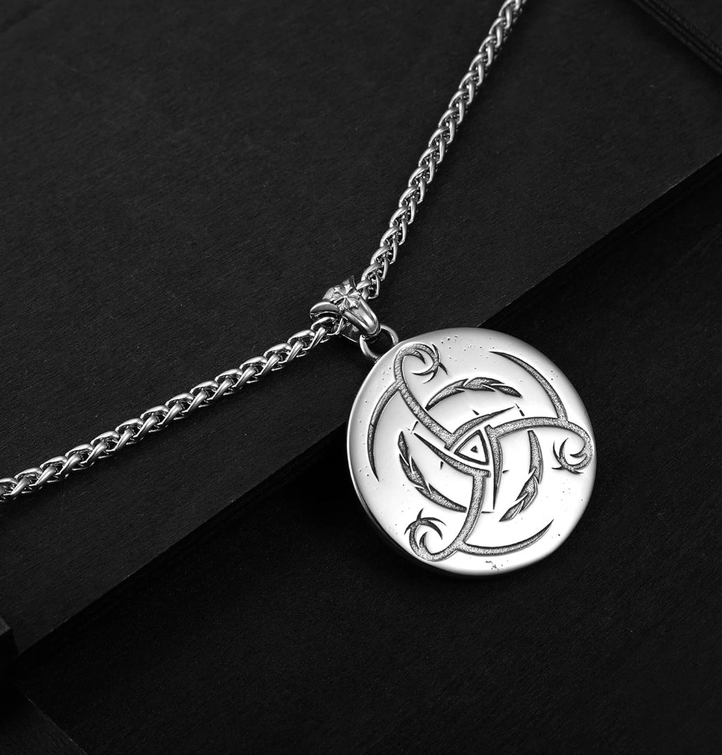 Halskette Wolf/Viking Wendeanhänger, Edelstahl