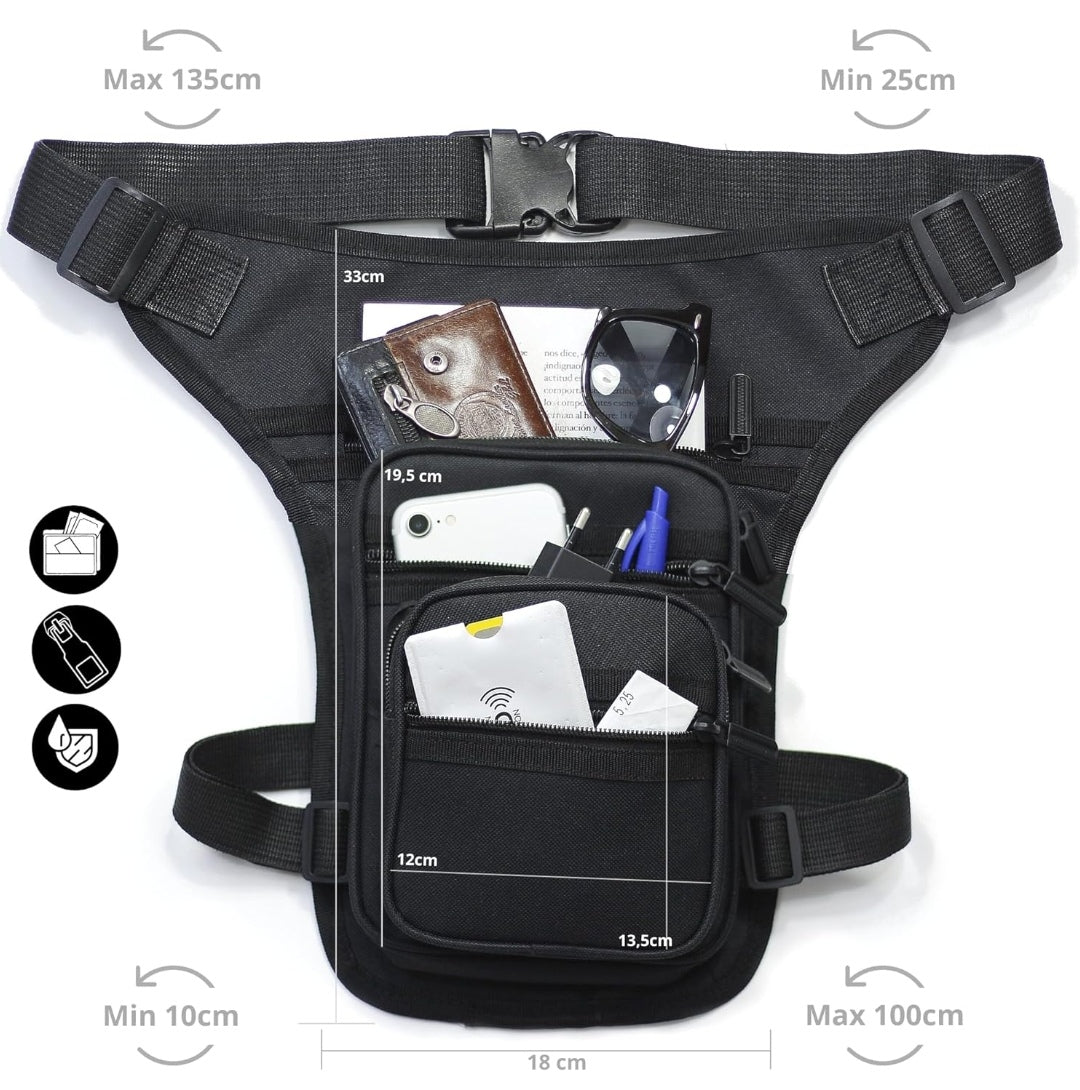 Tasche Beintasche, schwarz, wasserabweisend