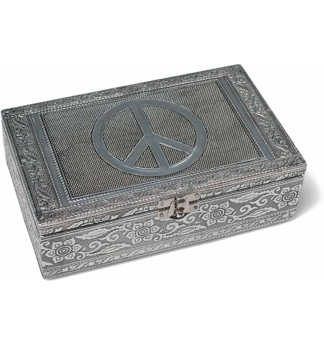 Schmuckbox Peace, Metall, 20x12x6cm