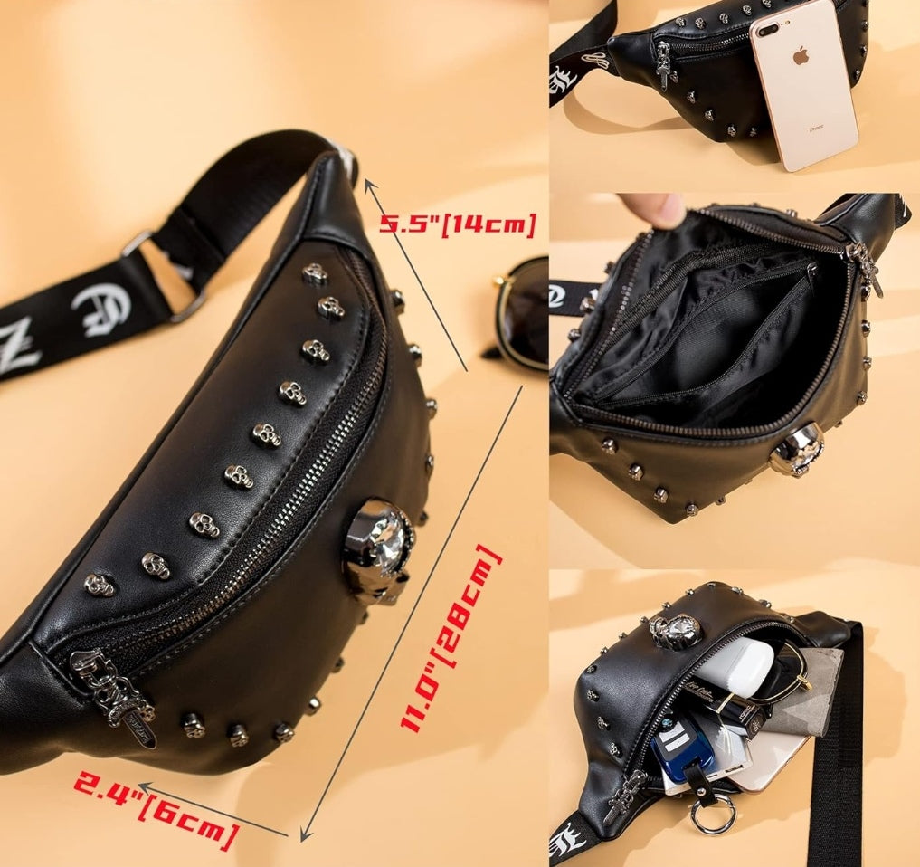 Tasche, Bauchtasche Totenkopf, Kunstleder