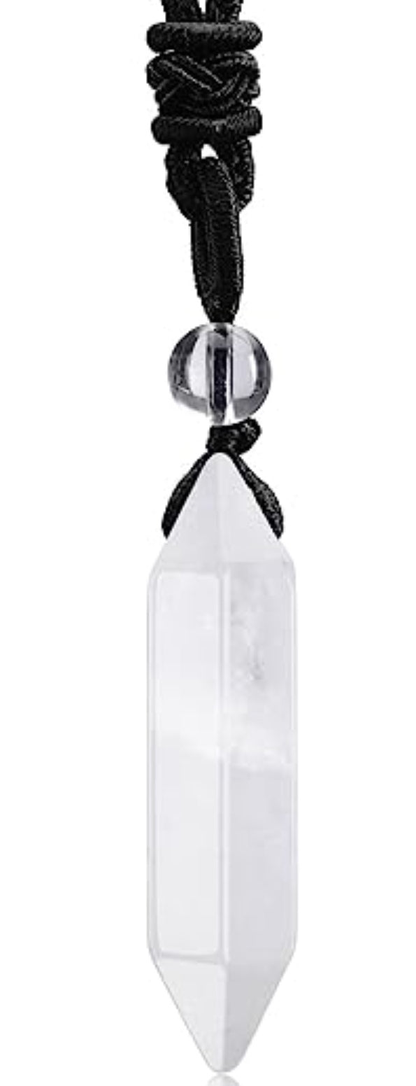 Halskette Bergkristall Hexagon auf Band