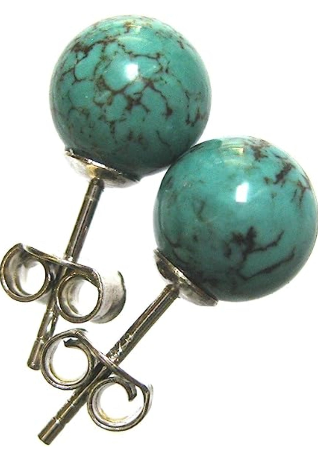 Ohrringe Türkis Kugel 8mm, Echt Silber
