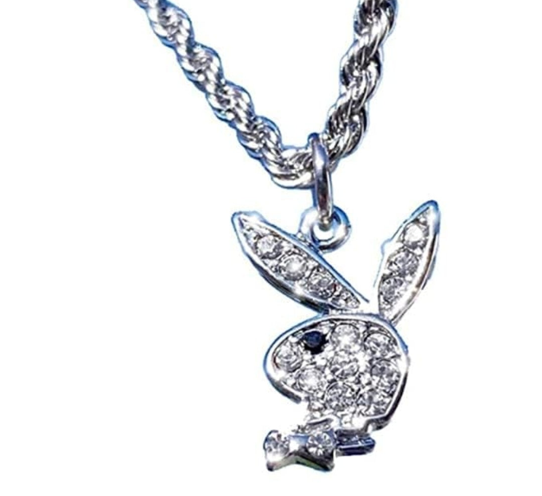 Halskette Bunny, Modeschmuck, Zirkonia, Kette 46cm, Anhänger 2cm