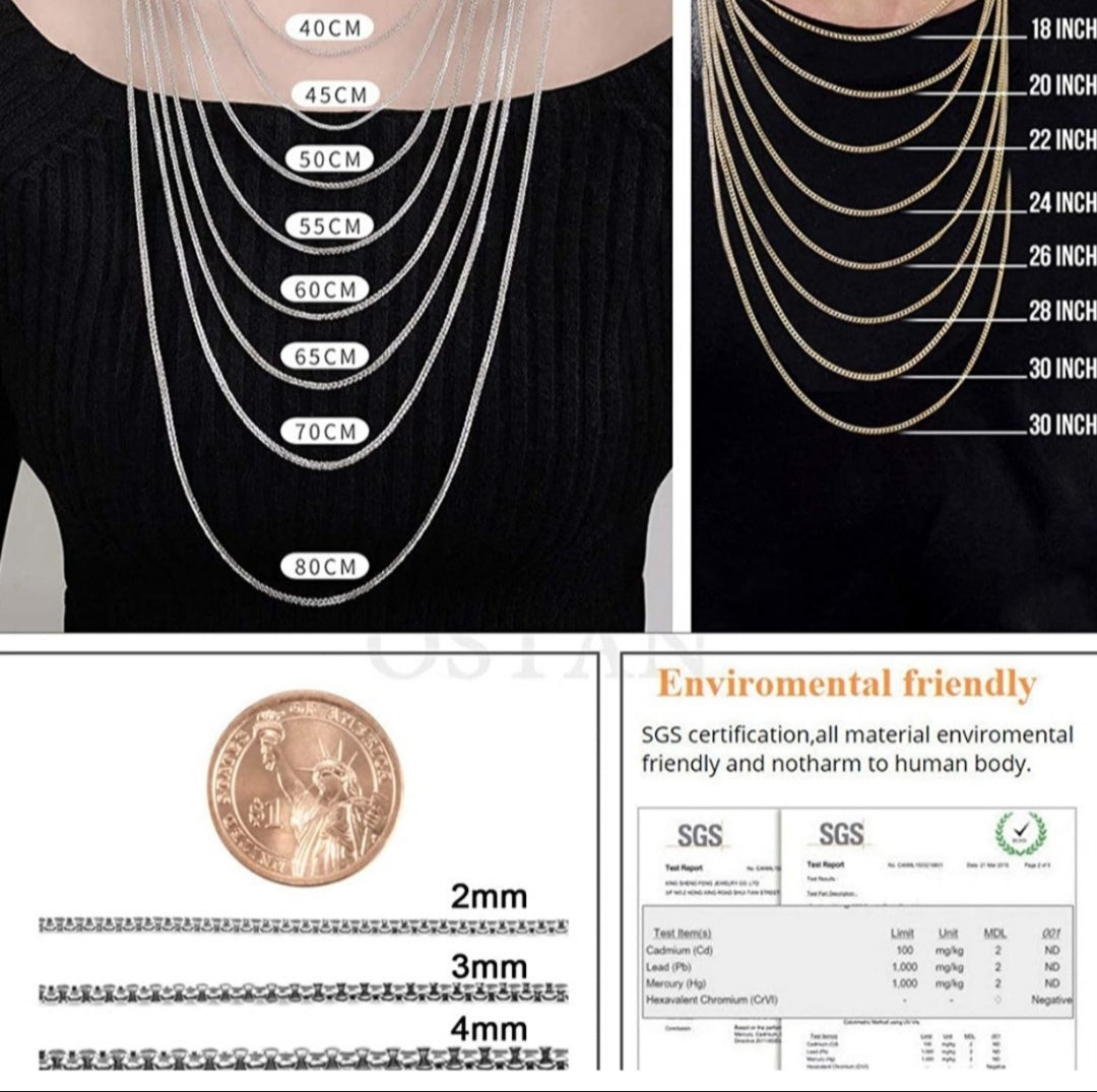 Halskette Briolette Edelstahl silber 2,5mm