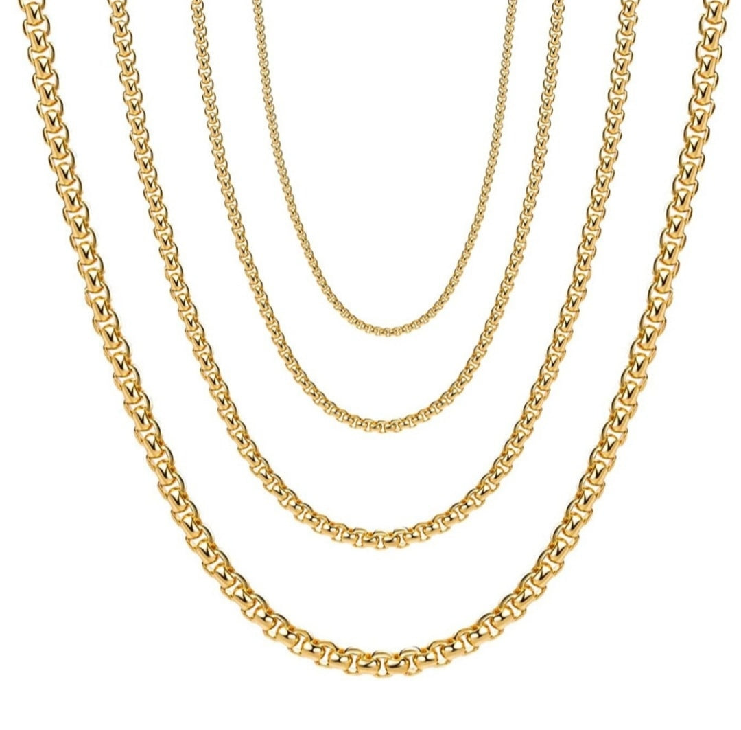 Halskette Briolette Edelstahl gold 3mm