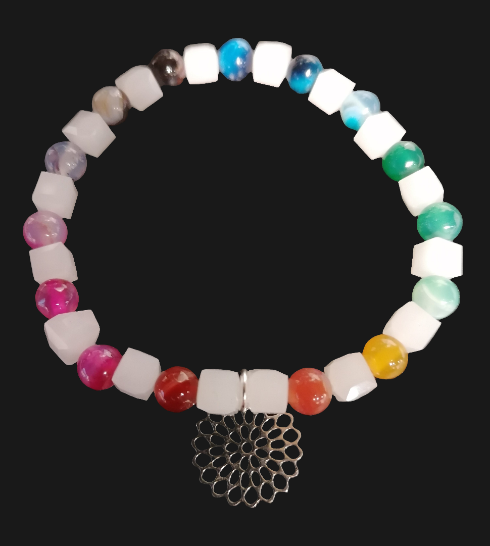 Armband Bergkristall, Achate, Anhänger