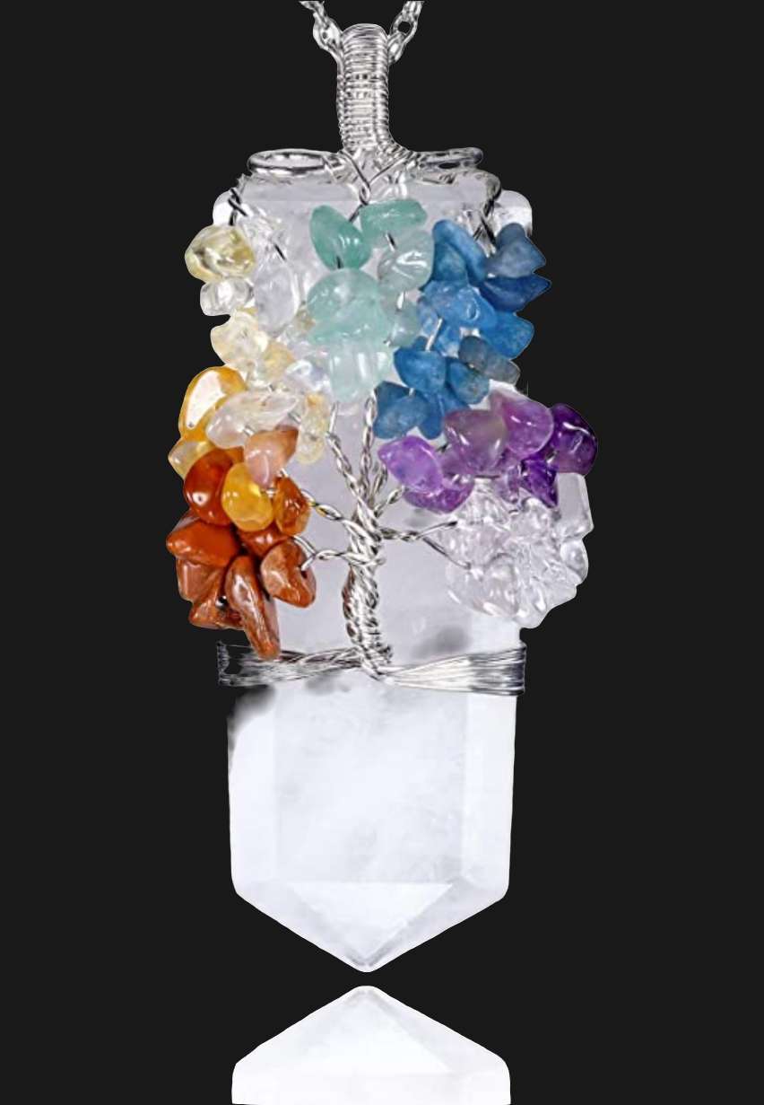 Halskette Chakra Baum des Lebens, Edelstein, Edelstahlkette