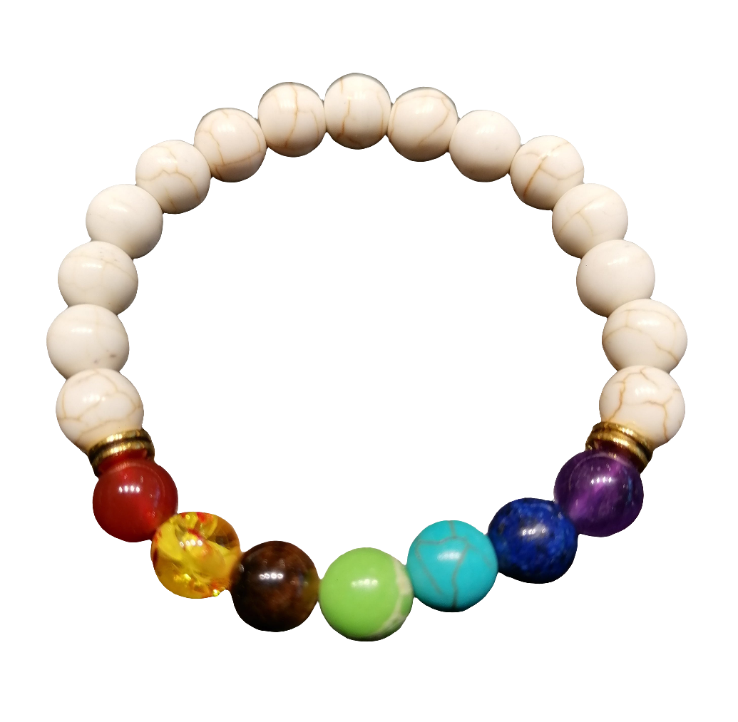 Armband Chakra, Lava + Edelsteine 8mm