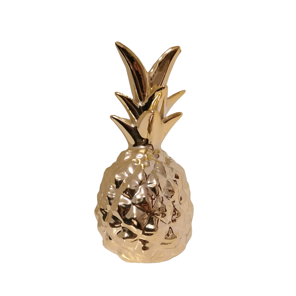 Deko Ananas, Keramik, gold, 17x9cm