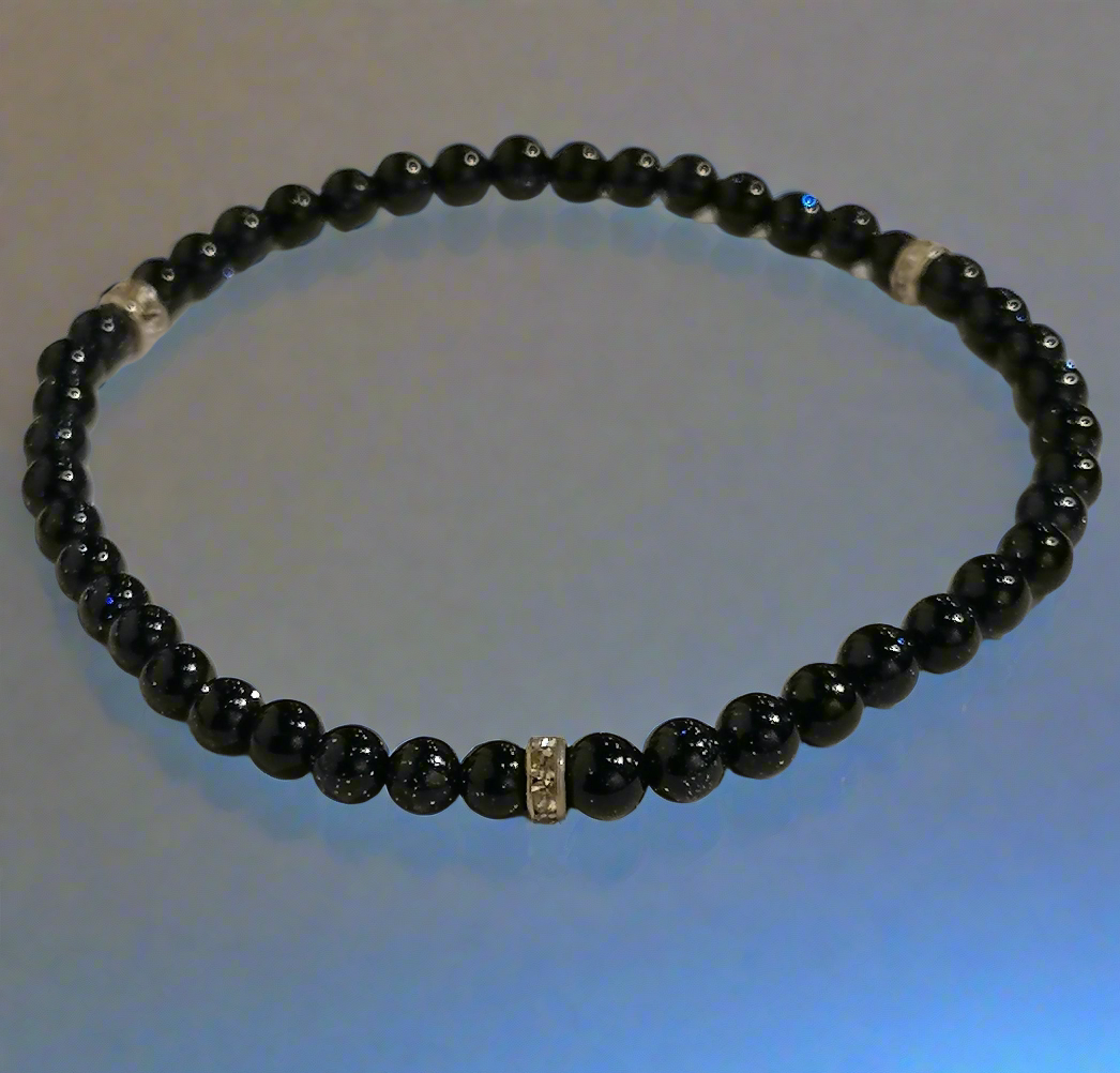 Armband Blaufluss mit Zirkonia-Elemente, Kugeln 4mm