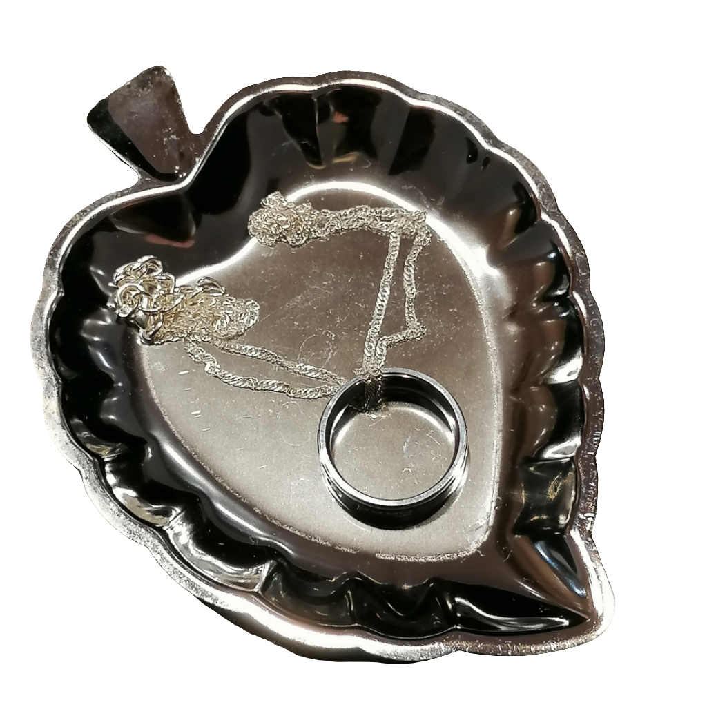 Schmuckteller Blatt silber, 9x12cm