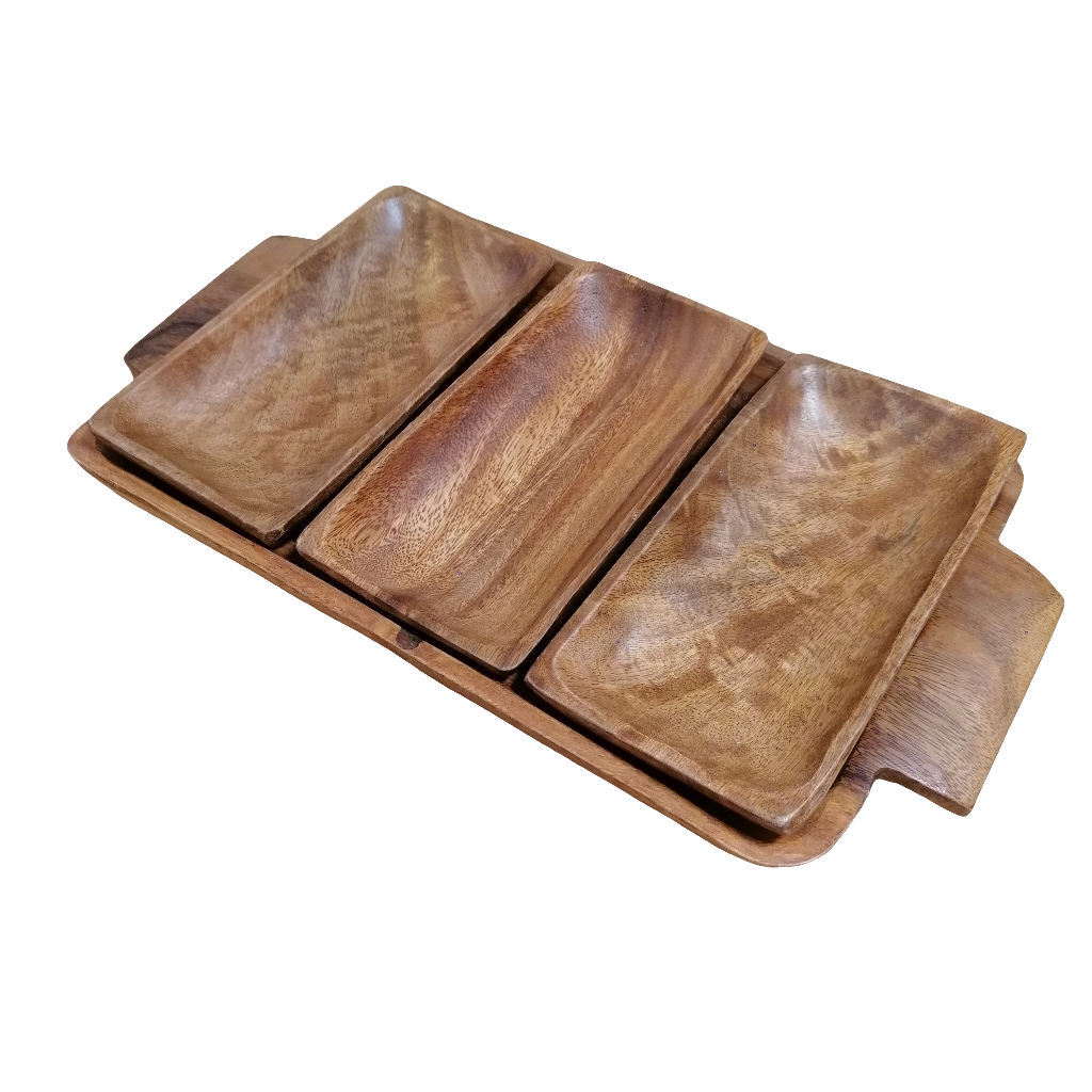 Servierschale Holz 4teilig, 37x21cm