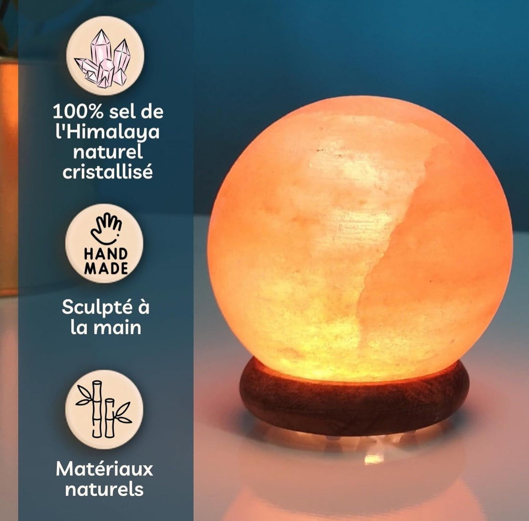 Lampe Mond Himalaysalz mit Holzsockel, 3kg, 15cm, orange/braun, Knopfdruckschalter, Glühbirne E14 15W inkludiert