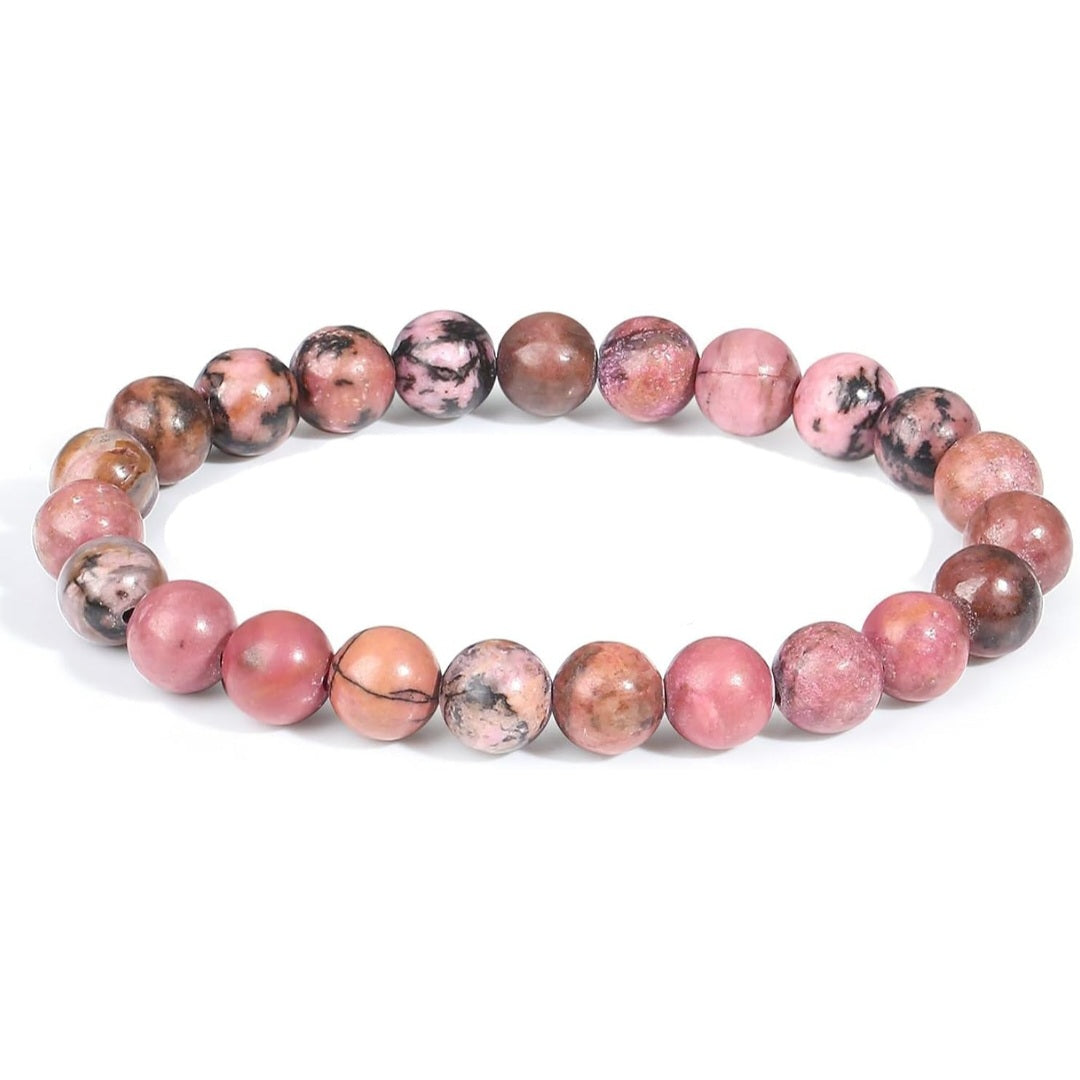 Armband Rhodonit, Kugeln 8mm