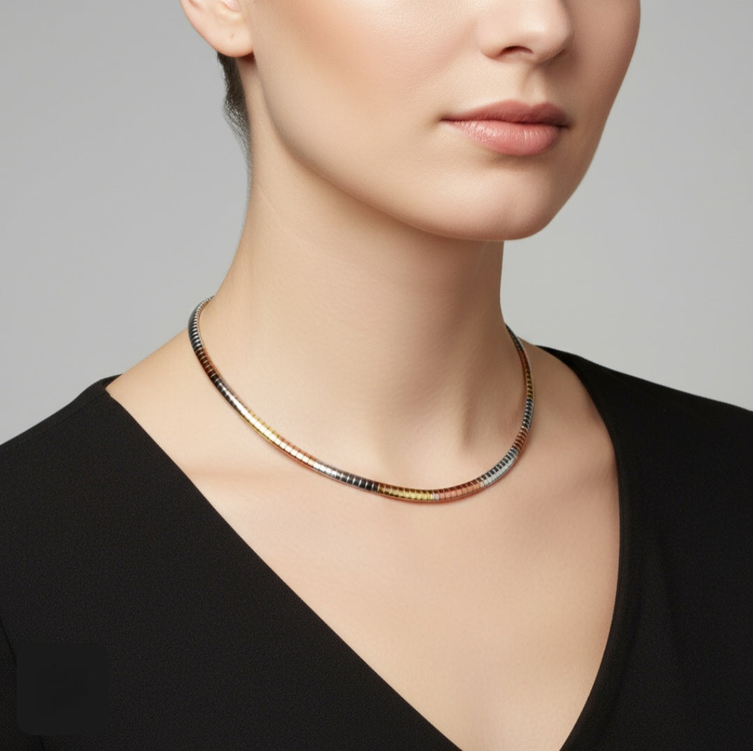 Halskette Collier multicolour, Edelstahl, 45cmx6mm