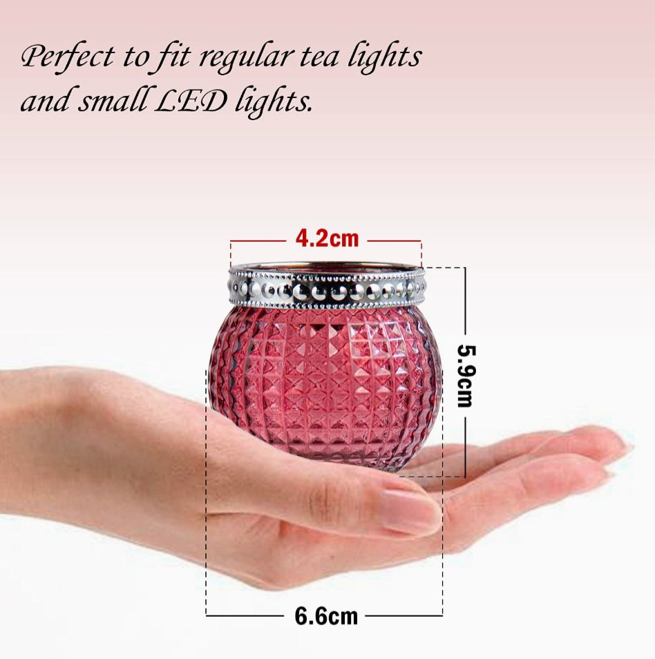 Teelichthalter Glas mit Silberrand, 5,9x6,6cm