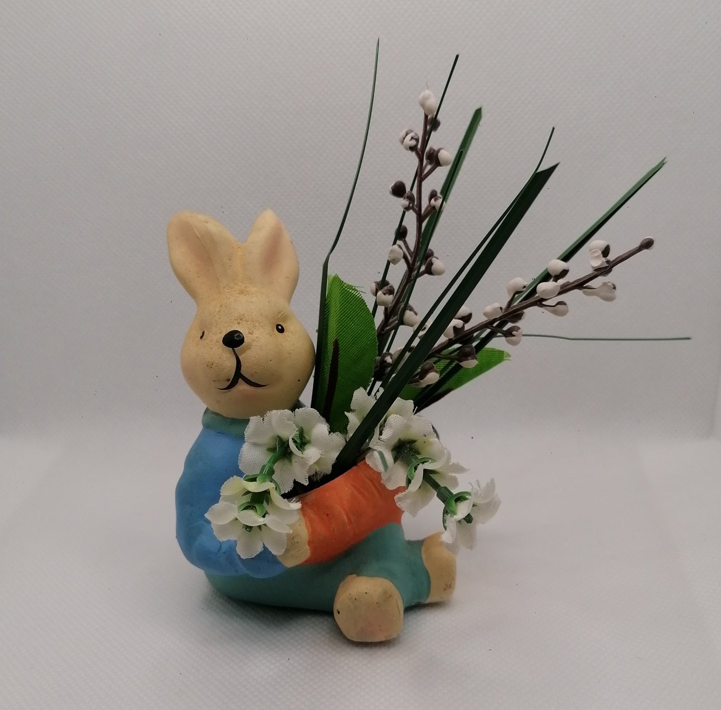 Deko Hase mit Blumen, Keramik, 9,5x7cm