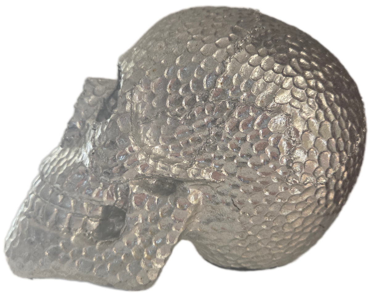 Deko Totenkopf silber, Kunstharz