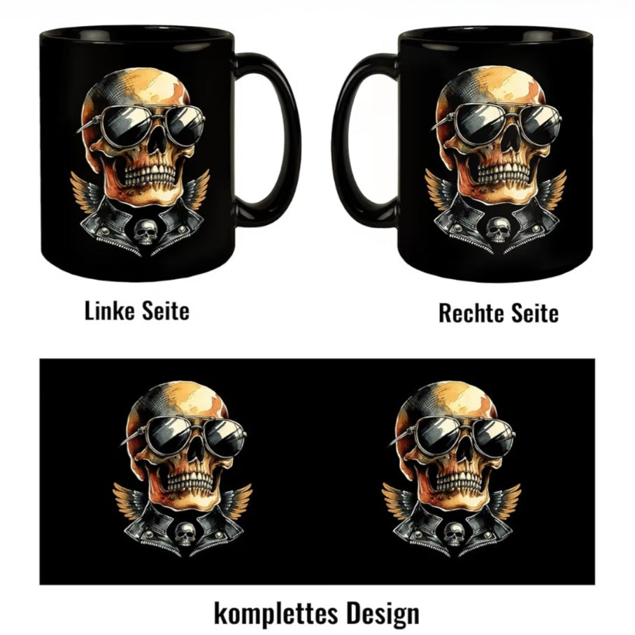 Tasse Totenkopf, Keramik, spülmaschinenfest