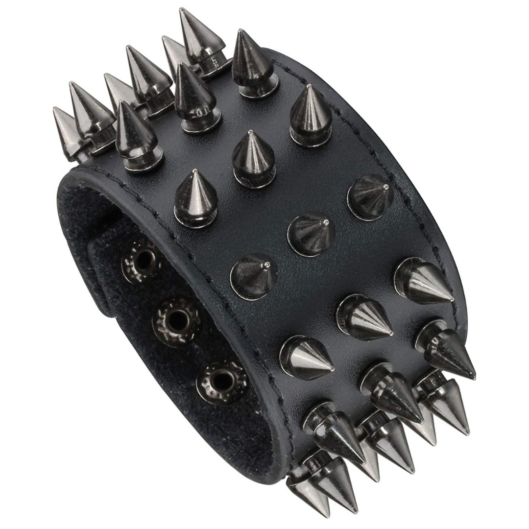Armband Leder schwarz Spikes
